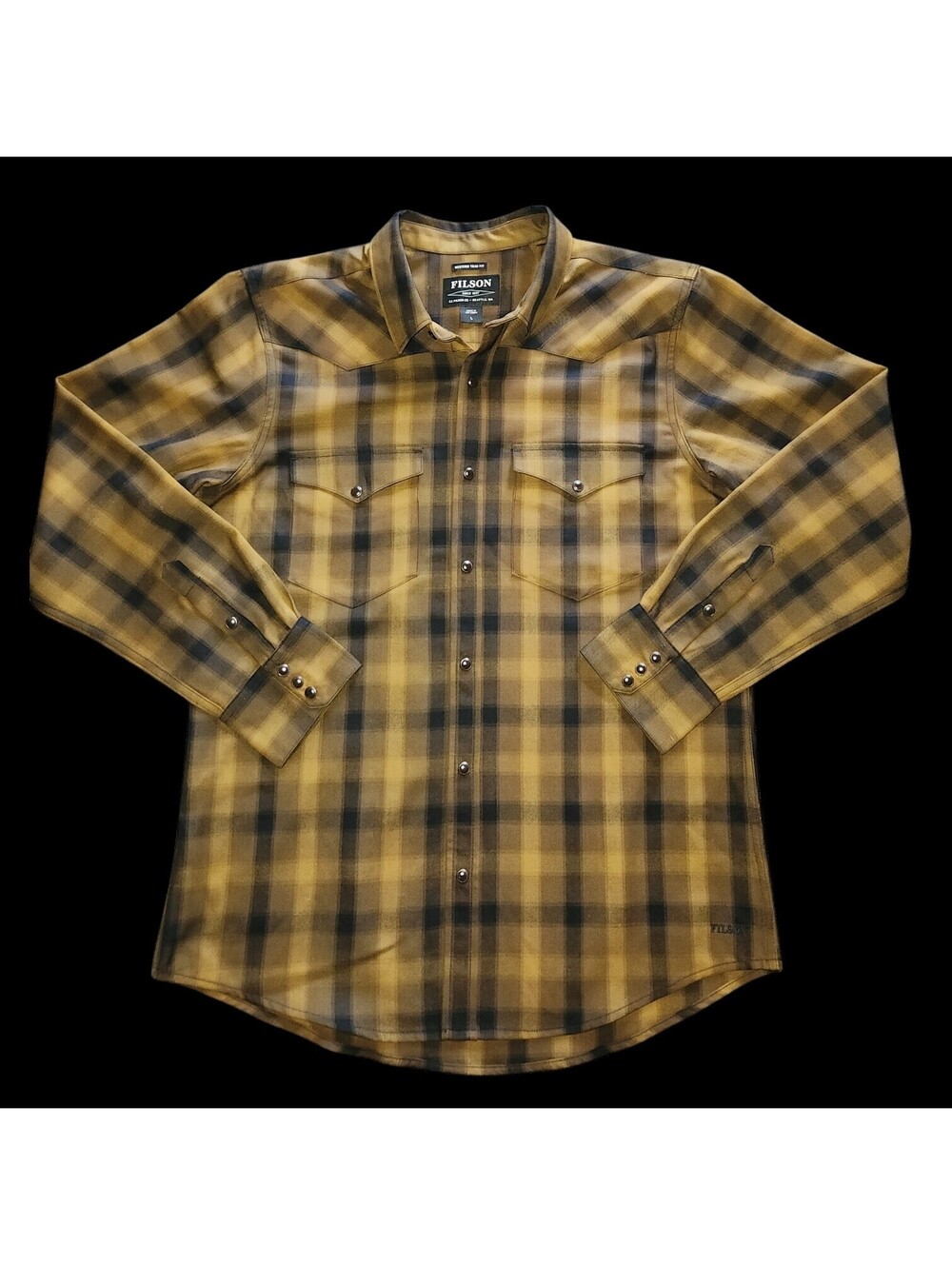 Filson Western Trim Slim Button Front Shirt Long Sleeves Large Plaid 100% Wool - Picture 2 of 10